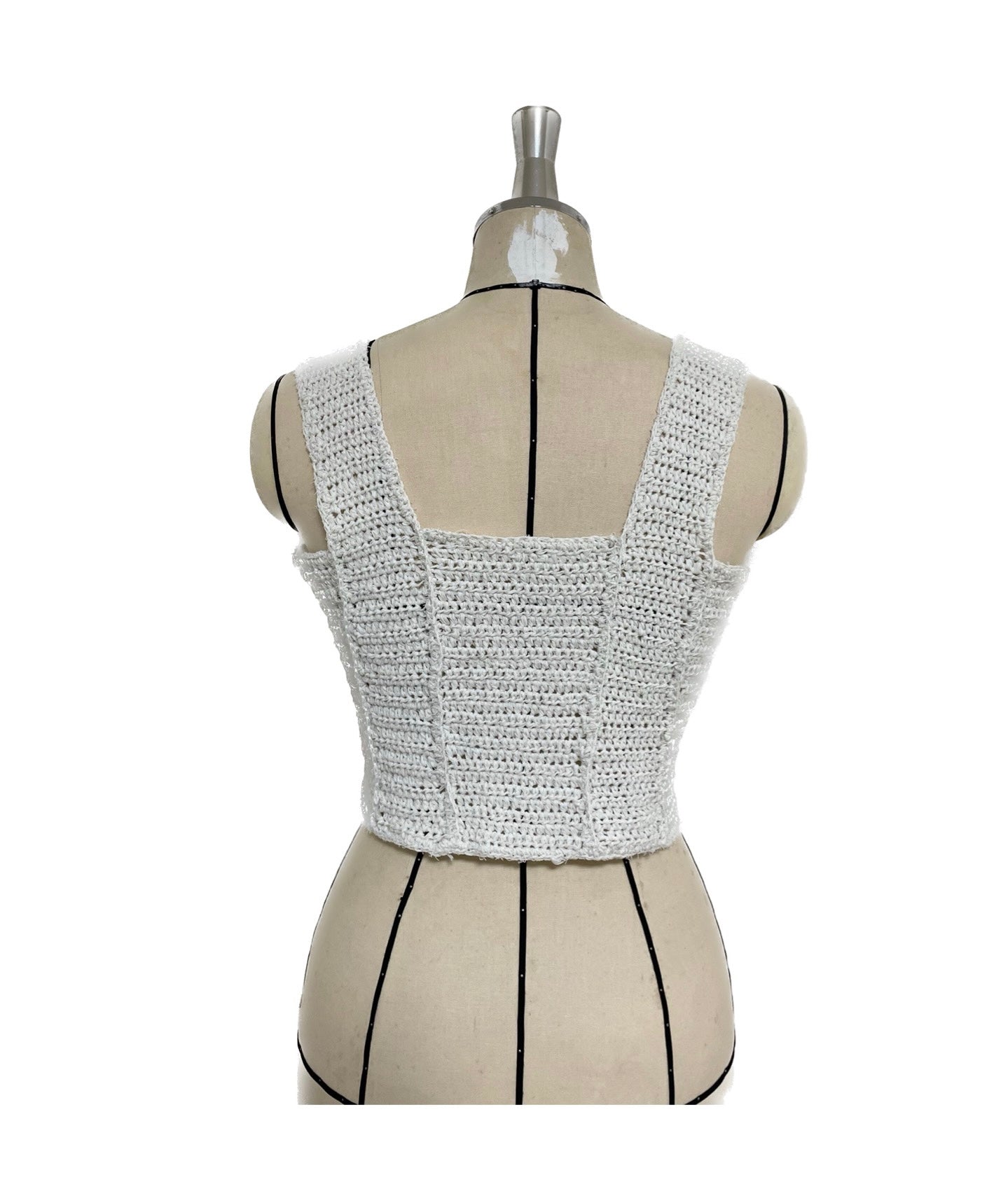 Ladder Tape Hand-Knitted Corset WHITE