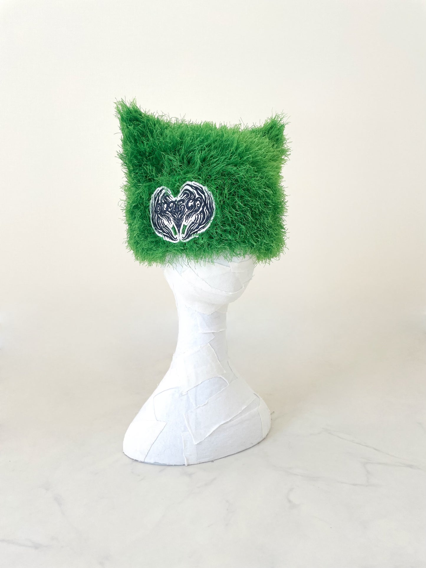 SPRING FUR BEANIE WITH PATCH【GREEN】