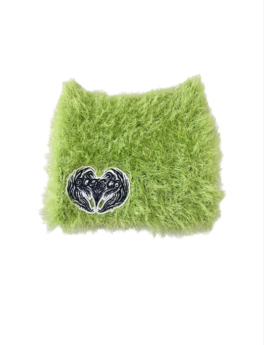 SPRING FUR BEANIE WITH PATCH【LIME GREEN】