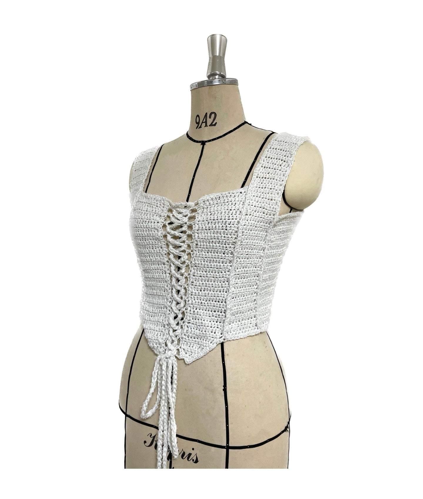Ladder Tape Hand-Knitted Corset WHITE