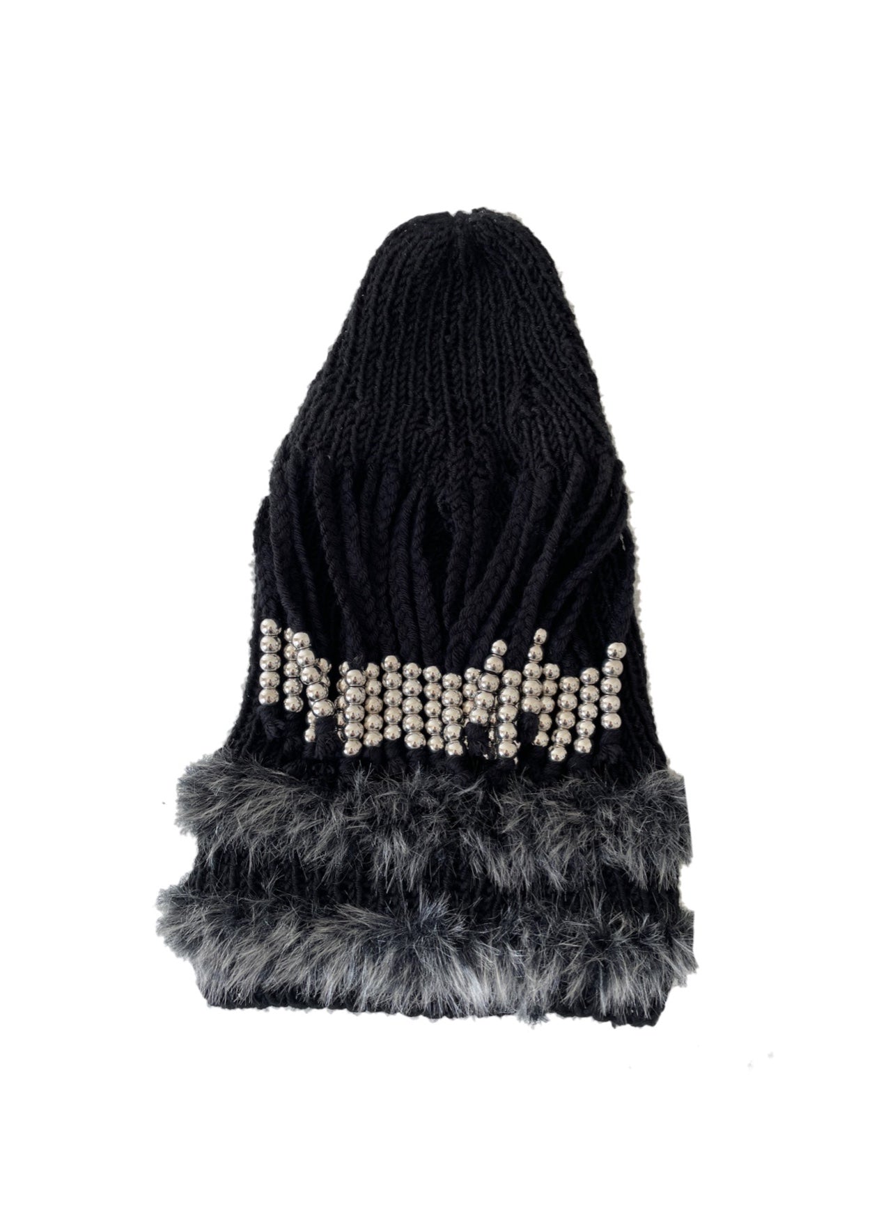 BLACK FUR with Silver Beads